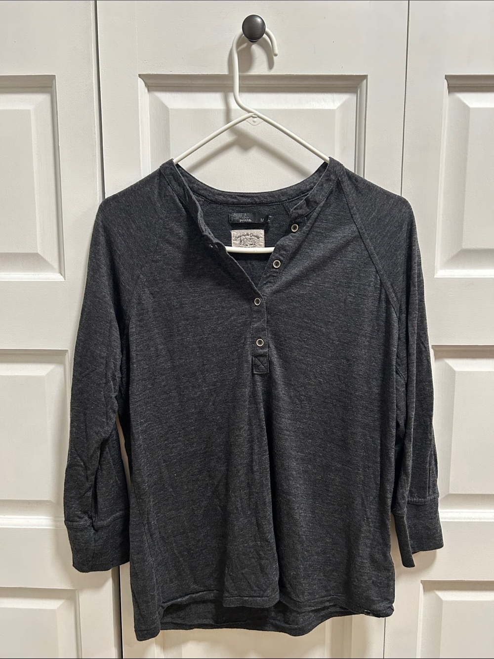 Prana Charcoal Grey Long-Sleeve Henley Top